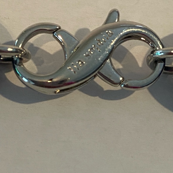 Navy blue link necklace silver tone - Picture 3 of 4